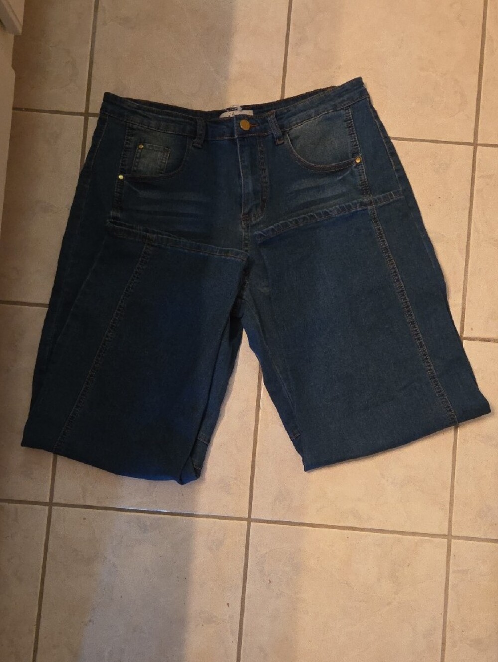 Miss Sparkling Dark Wash Wide Leg Jeans - Dark Blue - Picture 2 of 8